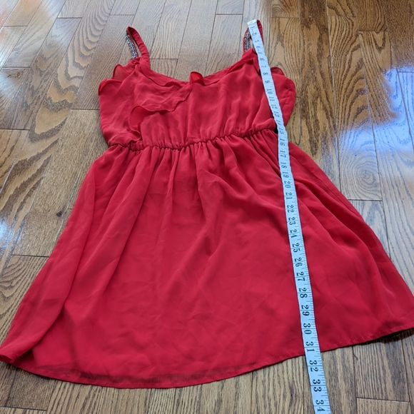 ZARA Trafaluc Red Chiffon Dress with Beaded straps size XS - Picture 5 of 10